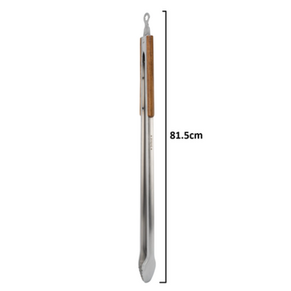 DeBest 80cm Extra-Long Stainless Steel Braai Tongs with Wooden Grip