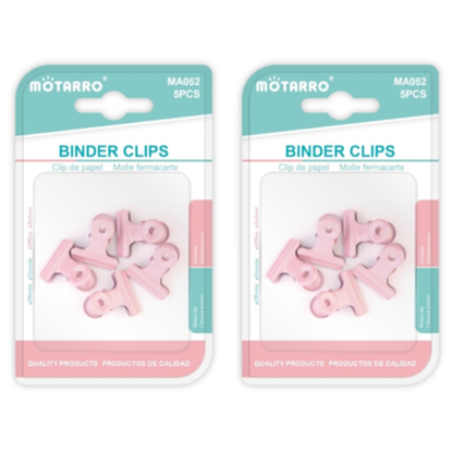 Motarro Binder Clips Pack 5PC - 2 Pack - Pink