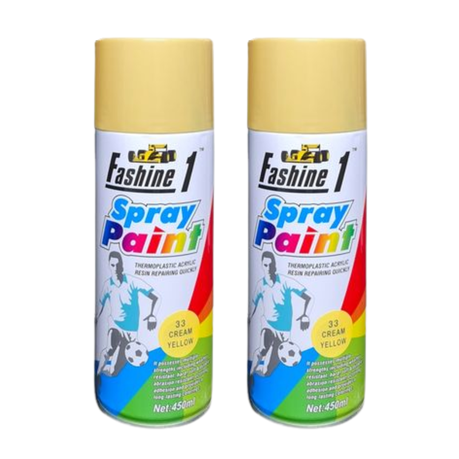 Fashine 1- Spray Paint 450ml - Cream Yellow 2 Pack