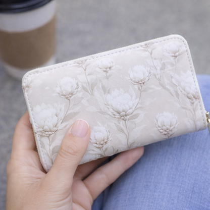 Protea Wallet - Antique White (Can Hold Cards) 10×19.5×2.5cm