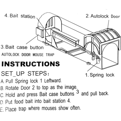 2-Pack Automatic Locking Mouse Traps - Household Rodent Catchers