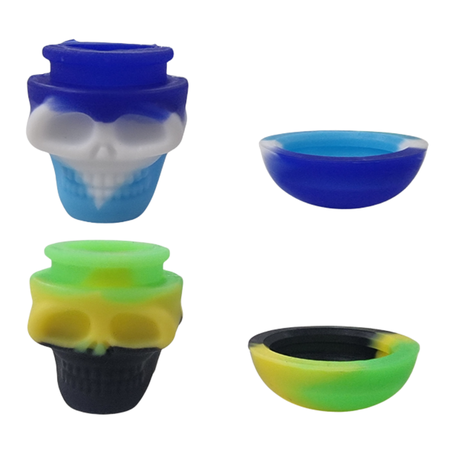 Silicone Skullhead Dab Pot Multicolor - 5 Pack