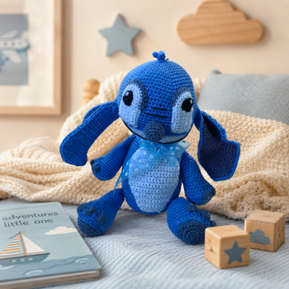 Wool Knit Soft Toy - Stitch - Blue