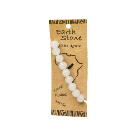 Earth Stone - White Agate Bracelet & Polished Clear Quartz Necklace Set