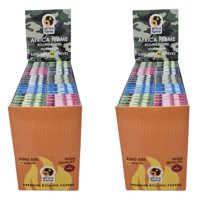 Africa Flame Rolling Paper King Size - 50 Booklets - Army - 2 Pack