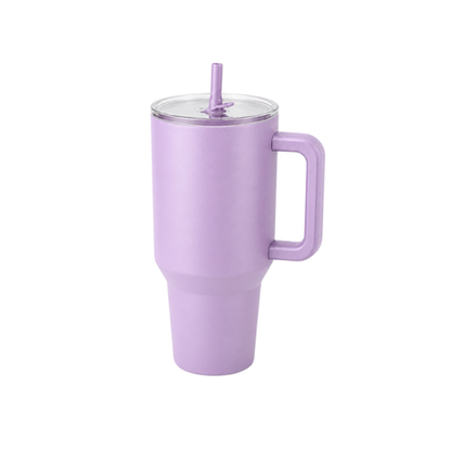 Handled Tumbler With Straw Lid - White