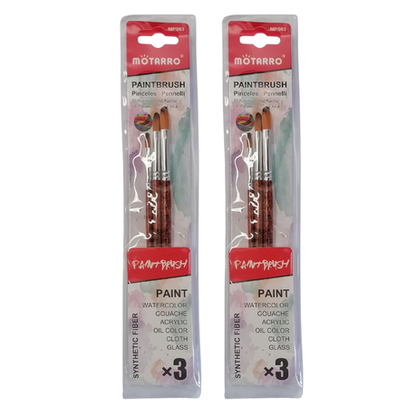 Motarro Paint Brushes 3PC - 2 Pack - Dark Brown