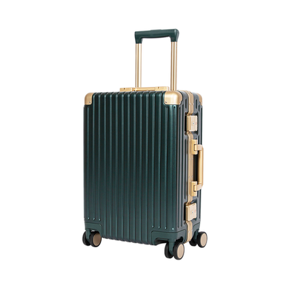 Classic Aluminum Frame Travel Suitcase - 24 inch - Dark Green