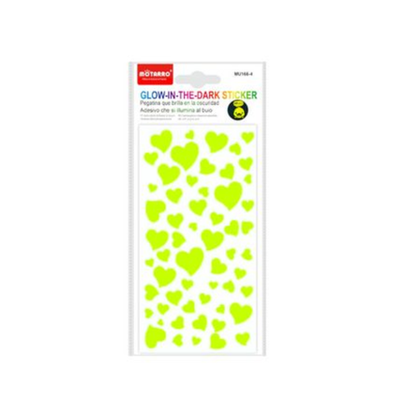 Motarro Glow In The Dark Stickers 1 Sheet - Hearts