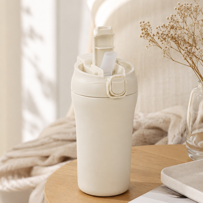 Travel Mug Flip Straw Lid - Red