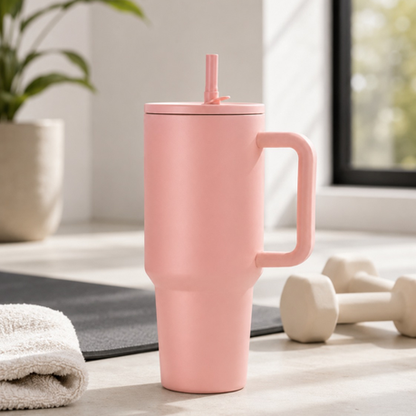 Handled Tumbler With Straw Lid - Lavender