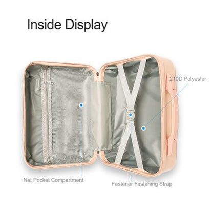 Cosmetic Travel Carry-On Suitcase - Pink with Fastening Strap