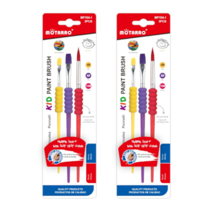 Motarro Kids Paintbrush Set Of 3 - 2 Pack - Classic