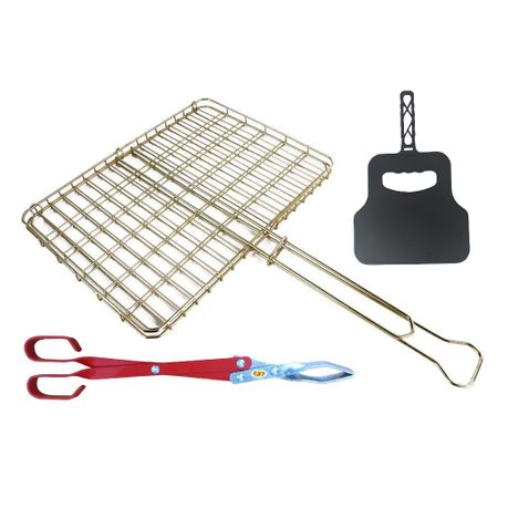 Braai Grid Big Box, Medium Braai Tongs & Braai Fan Combo