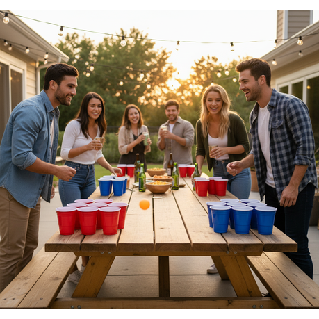 Open Bar Mini Beer Pong Game Set - 18 Piece Drinking Game - 2 Pack