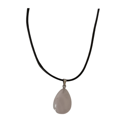 Earth Stone Collection - Teardrop Rose Quartz Stone Necklace