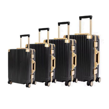 Classic Aluminum Frame Travel Suitcase - 4 Piece Set