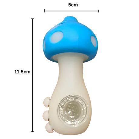 Silicone Rasta Pipe - Glow In The Dark Mushroom - Blue