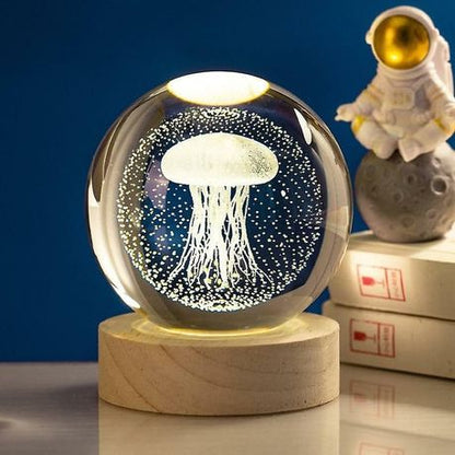 Crystal Ball Lamp with 3D Engraving and Luminous Base - 2 Pack - Unicorn