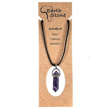 Earth Stone Collection - Bullet Amethyst Crystal Stone Necklace