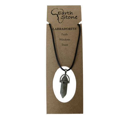 Earth Stone Collection - Bullet Labradorite Crystal Stone Necklace