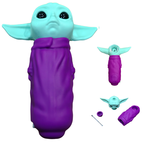 Silicone Rasta Pipe - Yoda - 15 Pack