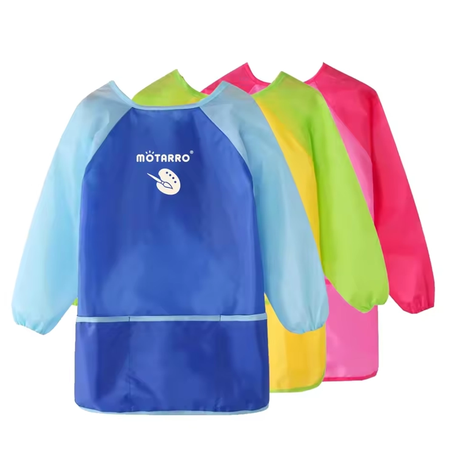 Motarro Kids Waterproof Painting Apron | Long Sleeve | Medium | Pocket - Yellow