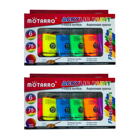 Mottaro Fluorescent Acrylic Paint 75ml - 12 Color Pack