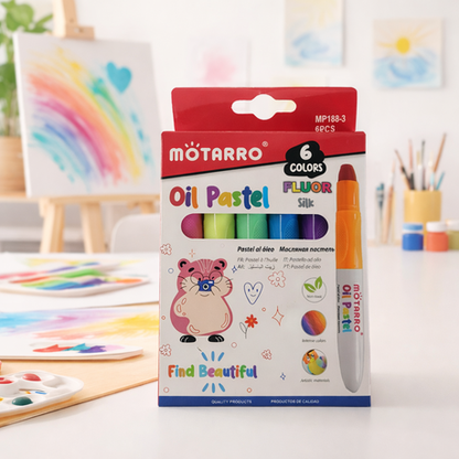 Motarro Oil Pastel Fluorescent Silk Markers - 6 Piece Set - 2 Pack