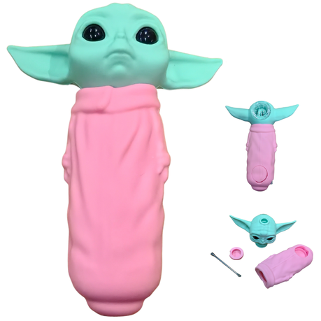 Silicone Rasta Pipe - Yoda - 15 Pack