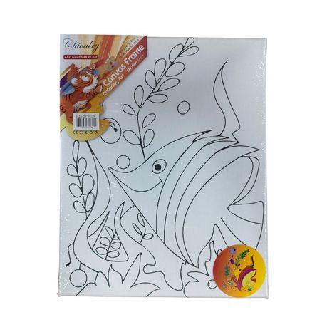 Printed Canvas with Paint Set - 24 × 30 cm - Whale