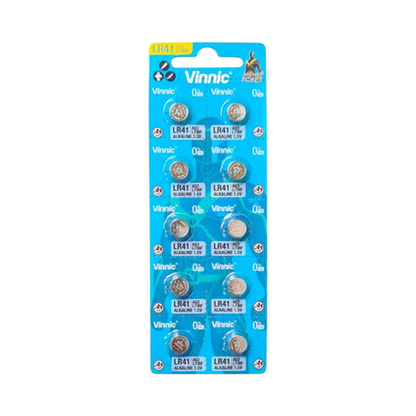 Vinnic AG3 / LR41 Alkaline Button Cell Battery 1.5V - 10 Pack
