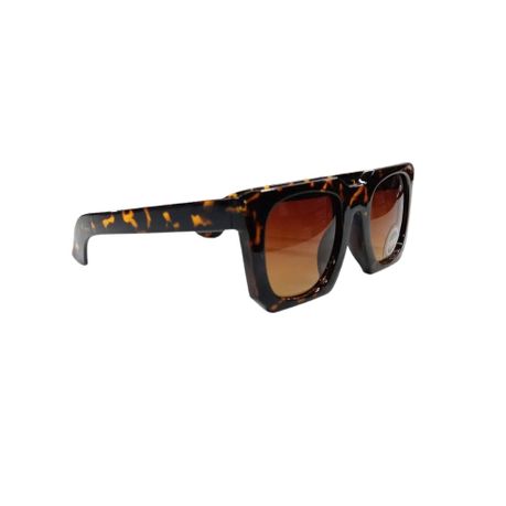 Solar X Square Sunglasses with Gradient Yellow Lens UV400 - Gloss Brown