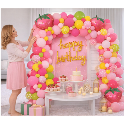 Party Balloon Garland Set 96 Piece - Strawberry