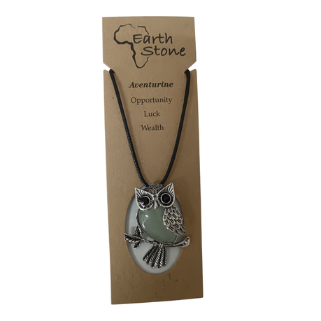 Earth Stone Collection - Owl Aventurine Crystal Stone Necklace