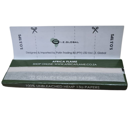 Africa Flame 100% Hemp Rolling Paper - 50 Booklets - White - 2 Pack