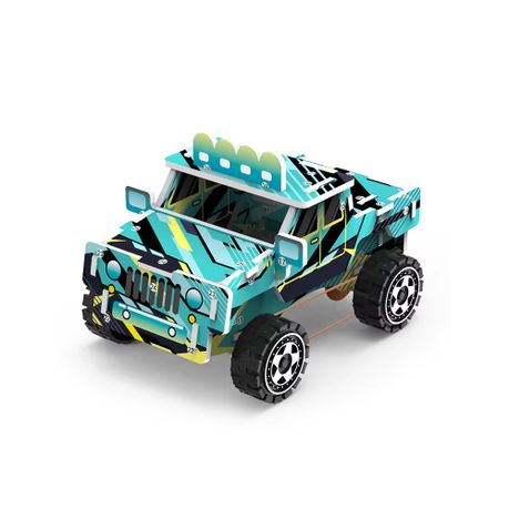 Wooden 4WD Off-Road Vehicle Puzzle Kit - Buildable Motorized Toy