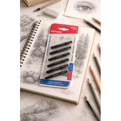 Motarro Compressed Graphite Pencils - 6 Piece Set