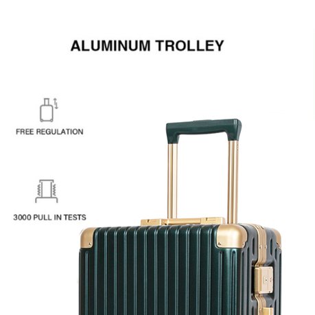 Classic Aluminum Frame Travel Suitcase - 24 inch - Dark Green