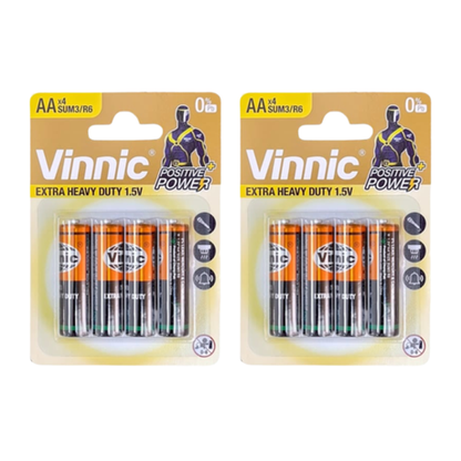 Vinnic Zinc Chloride AA Penlight Battery 1.5V 4PC - 2 Pack