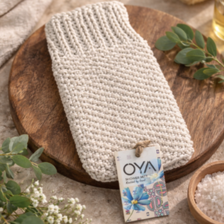 Oya Shower Mitt White 2 Pack