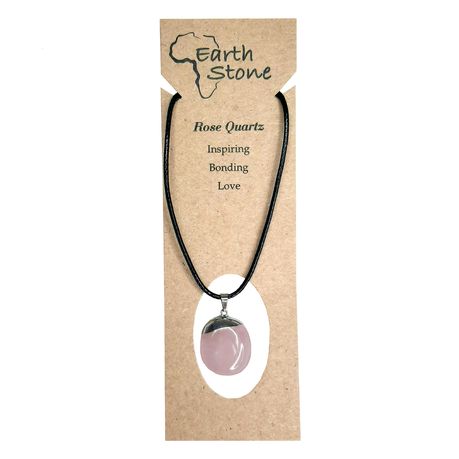 Earth Stone Collection - Polished Rose Quartz Stone Necklace
