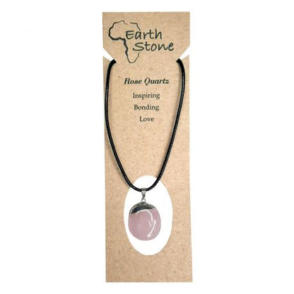 Earth Stone Collection - Polished Rose Quartz Stone Necklace