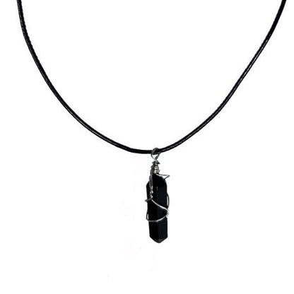 Earth Stone Collection - Wire Wrapped Onyx Stone Necklace