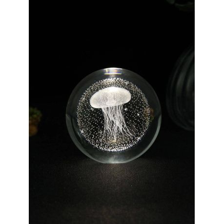 Crystal Ball Lamp with 3D Engraving and Luminous Base - 2 Pack - Space