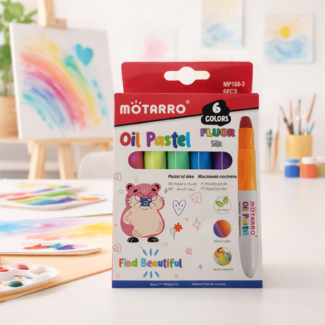 Motarro Oil Pastel Fluorescent Silk Markers - 6 Piece Set