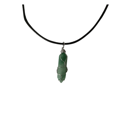 Earth Stone Collection - Wire Wrapped Aventurine Stone Necklace