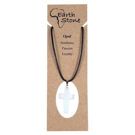 Earth Stone Collection - Cross Opal Stone Necklace