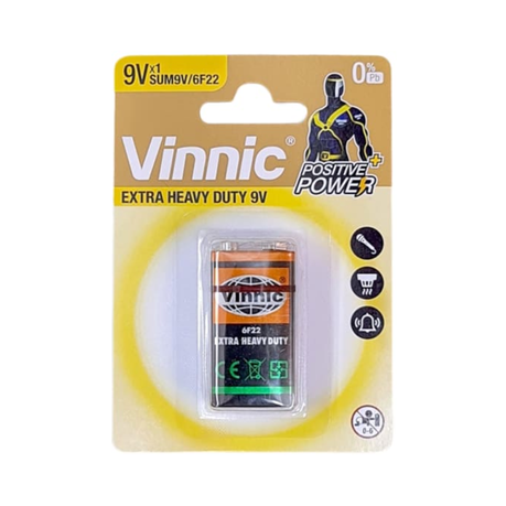 Vinnic Zinc Chloride 9V Battery - Single
