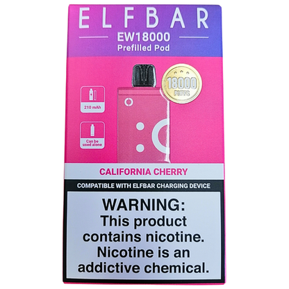 Elf Bar 18000 Puffs Rechargeable Pod 50mg - California Cherry - 2 Pack